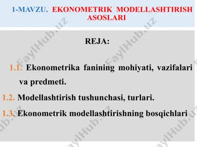 ekonometrik modellashtirish asoslari — PPTX