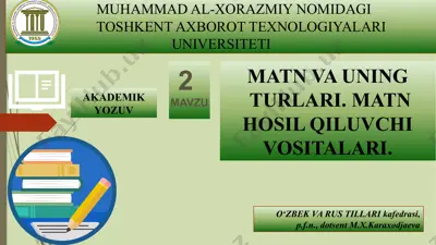 akademik yozuv: matn va uning turlari — PPTX