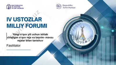 yangi o‘quv yili uchun ishlab chiqilgan o‘quv reja va taqvim-mavzu rejalar bilan tanishuv — PPTX