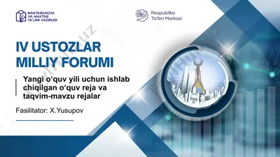 yangi o‘quv yili uchun ishlab chiqilgan o‘quv reja va taqvim-mavzu rejalar — PPTX
