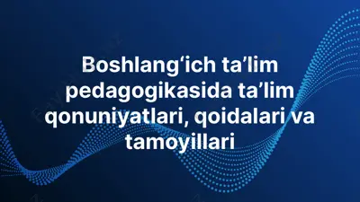 boshlang‘ich ta’lim pedagogikasida ta’lim qonuniyatlari, qoidalari va tamoyillari — PPTX
