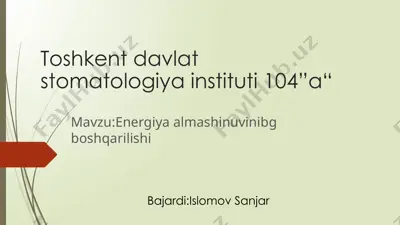 energiya almashinuvini boshqarilishi — PPTX