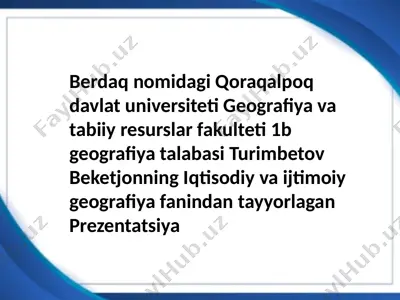 iqtisodiy geografiya fanining rivojlanish tarixi va ichki tuzilishi — PPTX