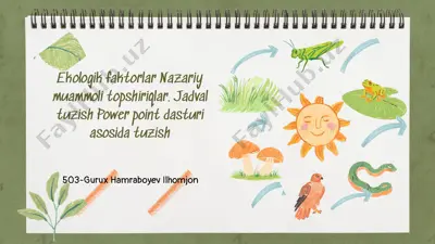 ekologik faktorlar nazariy muammoli topshiriqlar (powerpoint taqdimoti) — PPTX