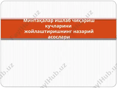 минтақалар ишлаб чиқариш кучларини жойлаштиришнинг назарий асослари — PPTX