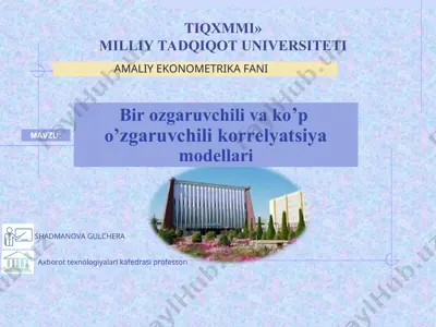 bir o‘zgaruvchili va ko‘p o‘zgaruvchili korrelyatsiya modellari — PPT