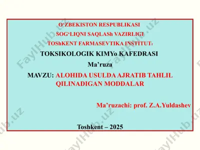 alohida usulda ajratib tahlil qilinadigan moddalar — PPTX