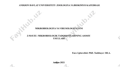 mikrobiologik tadqiqotlarning asosiy usullari — PPTX