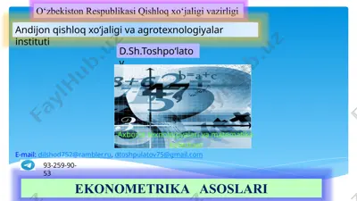 ekonometrika asoslari: juft korrelyasion–regression tahlil — PPTX