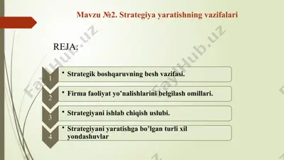 strategiya yaratishning vazifalari — PPTX