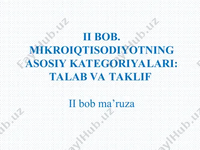 mikroiqtisodiyotning asosiy kategoriyalari: talab va taklif — PPT