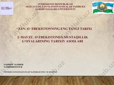 oʻzbekistonda mustaqillik gʻoyalarining tarixiy asoslari — PPT