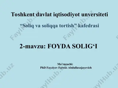 foyda solig‘i — PPT
