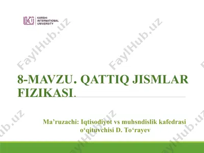 qattiq jismlar fizikasi — PPT