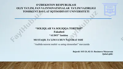 auditda nazorat muhiti va uning elementlari — PPTX