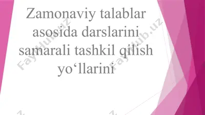 zamonaviy darslarni samarali tashkil qilish yo‘llari — PPTX