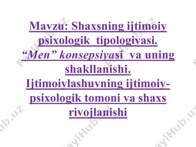 shaxsning ijtimoiy psixologik tipologiyasi — PPTX