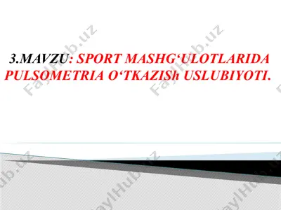 sport mashg‘ulotlarida pulsometriya o‘tkazish uslubiyoti — PPTX