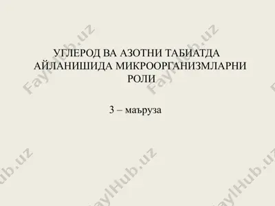 углерод ва азотни табиатда айланишида микроорганизмларни роли — PPT