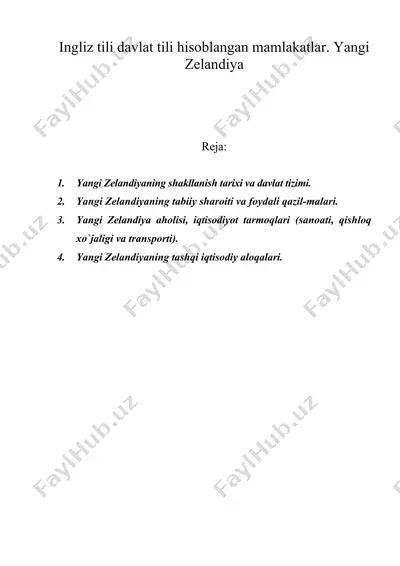 ingliz tili davlat tili hisoblangan mamlakatlar. yangi zelandiya — DOC