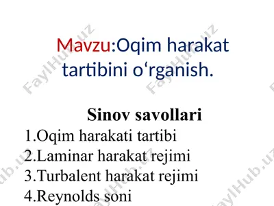 oqim harakat tartibini o‘rganish — PPTX