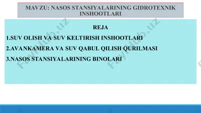 nasos stansiyalarining gidrotexnik inshootlari — PPT