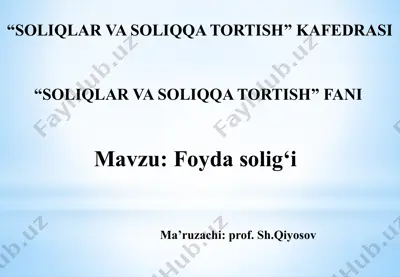 foyda solig‘i — PPTX