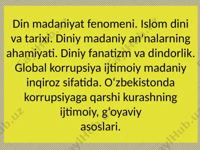 din madaniyat fenomeni va diniy madaniy an’analarning ahamiyati — PPTX