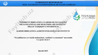 xo‘jaliklararo yer tuzish tushunchasi, vazifalari va mazmuni — PPTX