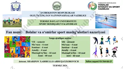 bolalar va o‘smirlar sport mashg‘ulotlari nazariyasi — PPTX