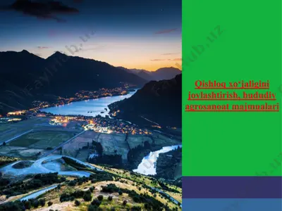 qishloq xo‘jaligini joylashtirish, hududiy agrosanoat majmualari — PPTX