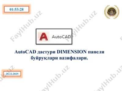 autocad dasturi dimension paneli buyruqlari — PPTX
