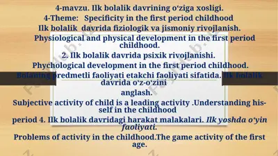 ilk bolalik davrining o‘ziga xosligi — PPTX