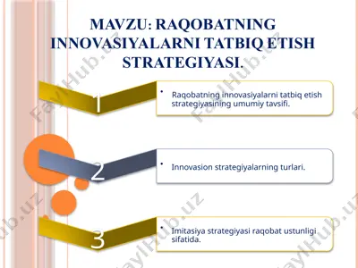 raqobatning innovatsiyalarni tatbiq etish strategiyasi — PPTX