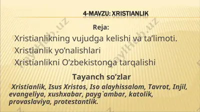 xristianlikning vujudga kelishi, ta’limoti va tarqalishi mavzusida taqdimot — PPT
