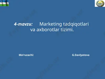 marketing tadqiqotlari va axborotlar tizimi — PPT