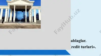 depozit mablaglar. kreditlash tamoillari. kredit turlari — PPTX