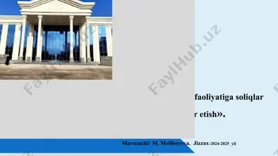 biznes faoliyatiga soliqlar orqali taʼsir qilishning huquqiy asoslari — PPTX