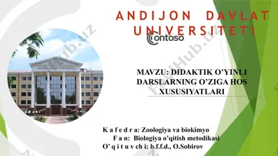 didaktik o’yinli darslarning o’ziga xos xususiyatlari — PPTX