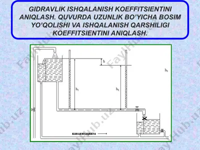 gidravlik ishqalanish koeffitsientini aniqlash — PPT