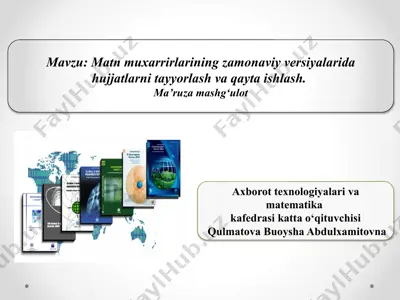 matn va taqdimot muxarrirlari va ularda sohaga oid hujjatlarni tayyorlash va qayta ishlash — PPTX