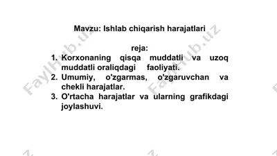 ishlab chiqarish harajatlari — PPTX