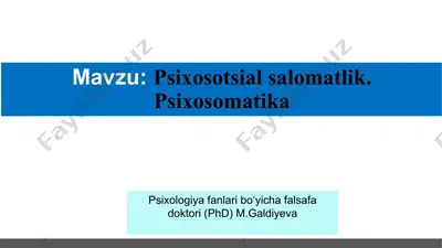 psixosotsial salomatlik va psixosomatika — PPT