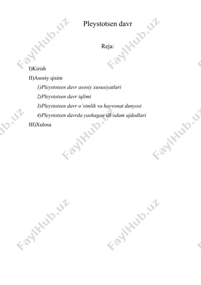 pleystotsen davr — DOCX