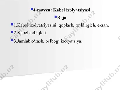 kabel izolyatsiyasi — PPTX