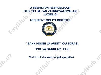 pul massasi va pul agregatlari — PPTX
