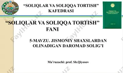 jismoniy shaxslardan olinadigan daromad solig’i — PPTX