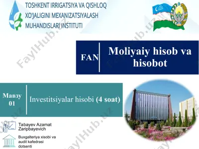 investitsiyalar hisobi — PPT