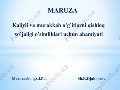 kaliyli va murakkab o‘g‘itlarni qishloq xo‘jaligi o‘simliklari uchun ahamiyati — PPTX
