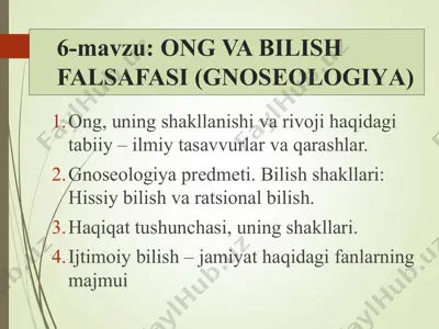 ong va bilish falsafasi (gnoseologiya) — PPT